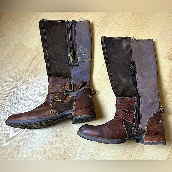REPLAY Vintage Women’s Brown Leather Western Riding Boots w/Buckles Size 9 - Picture 1 of 12